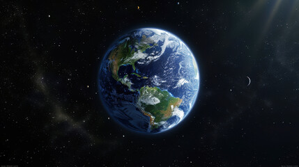 Fototapeta premium Sphere of Earth blue planet in outer space and solar system in space of the milky way galaxy in the Universe