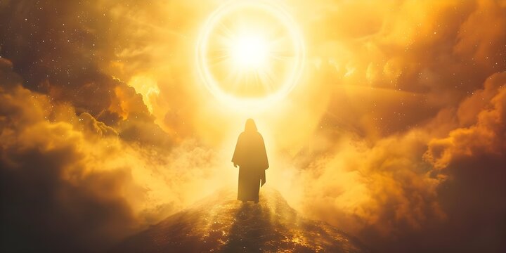 Prophecy of Jesus Christs Return in Divine Glory and Revelation. Concept End Times Prophecy, Second Coming of Christ, Divine Glory, Revelation of Jesus Christ, Biblical Eschatology
