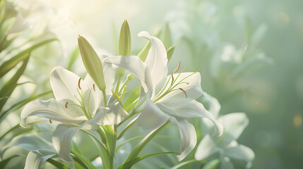 Obraz premium Beautiful Lily Flowers Border : Generative AI