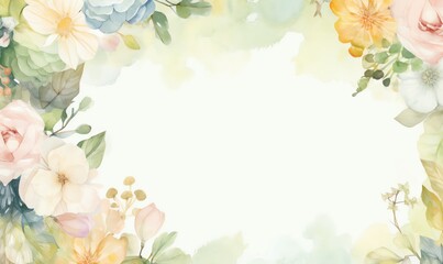 Watercolor Floral Frame with Delicate Blossoms
