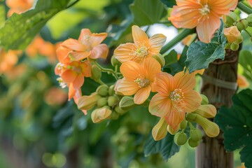 A close up of a bunch of flowers on a tree