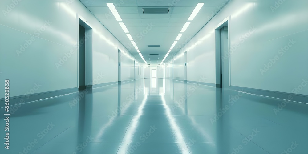 Poster creating a unique atmosphere with a luxurious abstract design in a blurry hospital corridor. concept
