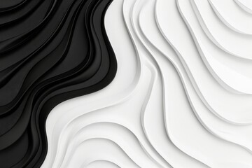Obraz premium Abstract Monochrome Waves Design with Black and White Curving Lines