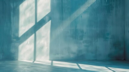 minimalist abstract background soft blue shadows and light from windows on textured wall product placement