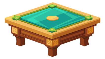 Colorful cartoon-styled table with wooden base and green top, perfect for games, fantasy settings, or interior design concepts.