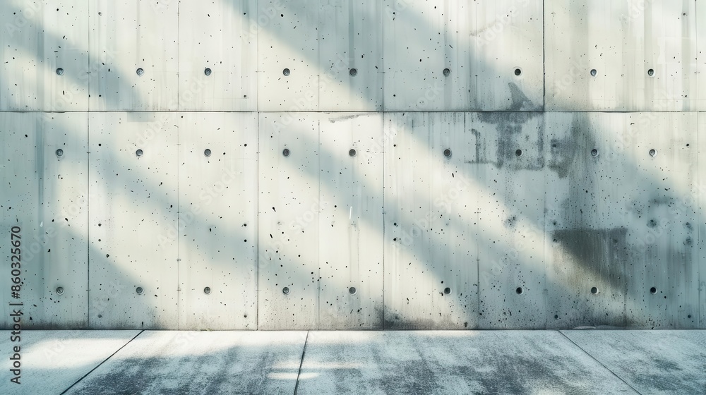 Poster minimalist concrete wall with subtle texture variations and soft shadows creating a sense of depth a