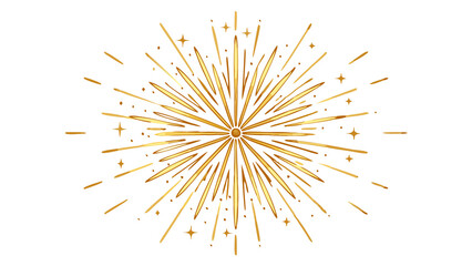 Obraz premium Golden fireworks explosion on black background. Sparkling celebration element for festive occasions and special events.
