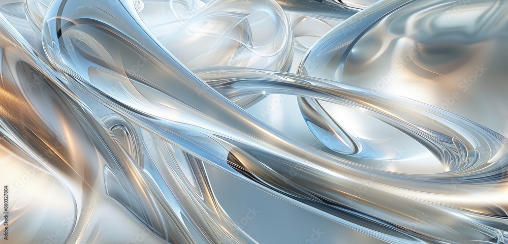 Poster a beautiful 3d rendered image of abstract glass shapes layered together, featuring smooth curves and