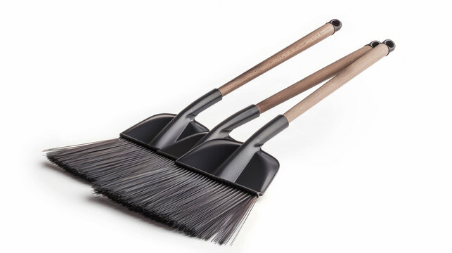 Dustpans: Pans for collecting dust and debris when sweeping isolated on white background