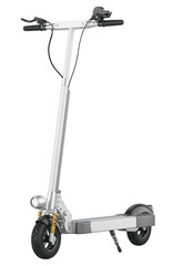 Electric Rechargeable Scooter, white color. 3D rendering isolated on transparent background