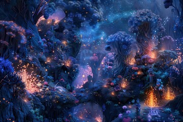 A starry cosmos with nebula clouds and galaxies, like a fantasy journey through space