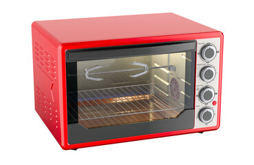 Fototapeta premium Red Convection Toaster Oven with Rotisserie and Grill, 3D rendering isolated on transparent background
