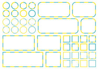 黄色と青のフレームイラストのセット
