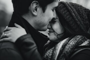 couple in a loving embrace, illustrating a secure attachment style characterized by trust, mutual respect, and emotional closeness, relationship therapy