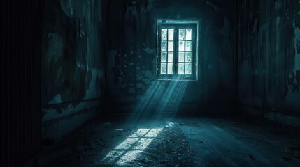 mysterious dark room with shadowy window light moody atmosphere for product showcase digital photography