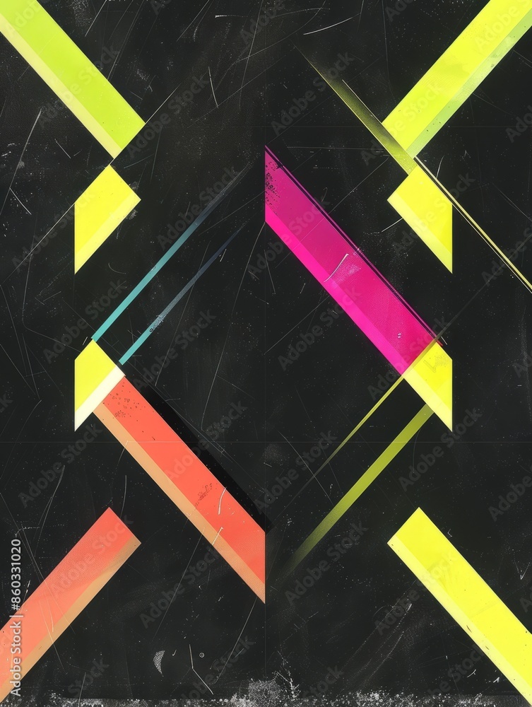 Poster abstract geometric pattern with grunge texture.