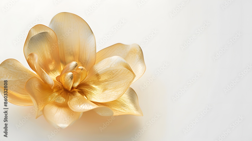 Wall mural gold flower on a white background : generative ai