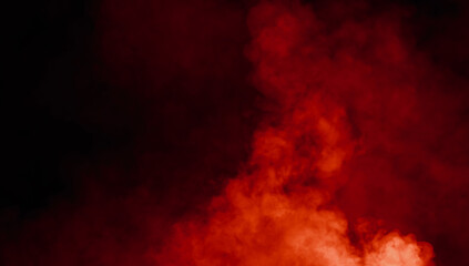 Abstract red misty fog on isolated black background. Smoke stage studio. Texture overlays. The concept of aromatherapy.