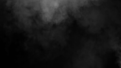 Abstract misty fog on isolated black background. Smoke stage studio. Texture overlays. The concept of aromatherapy.