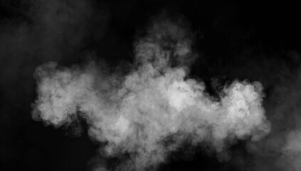 Fototapeta premium Abstract misty fog on isolated black background. Smoke stage studio. Texture overlays. The concept of aromatherapy.