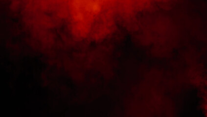 Abstract red misty fog on isolated black background. Smoke stage studio. Texture overlays. The concept of aromatherapy.