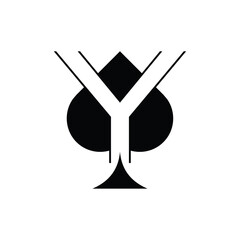 Letter Y Spade Black Jack Simple Modern Icon Design Logo