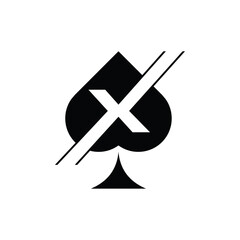 Letter X Spade Ace Modern Icon Creative Design Logo