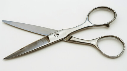Obraz premium Image of a closed pair of scissors with a white background. ID_55dfea0d-5a3d-440a-b74e-419c43a4bef4 --ar 16:9 Job ID: b4015fc3-ec2f-41c1-998a-e2ded1314d40