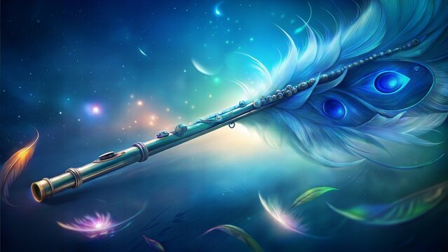 flute and a peacock feather.