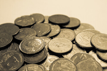 Stack of coins, coins set in groups , graphics for illustrations