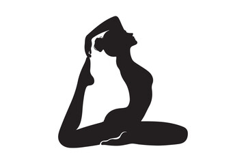 Yoga silhouette vector art illustration.