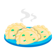 Grab this flat sticker of dumplings plate 

