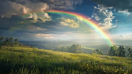a rainbow over the landscape is a breathtaking natural phenomenon that captivates the senses and stirs the soul
