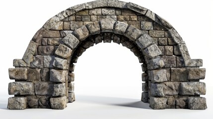 Stone archway tunnel entrance with white backdrop.