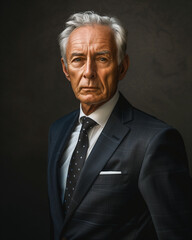 Fototapeta premium portrait of an elderly businessman with a stern expression and a formal suit