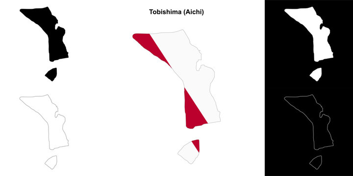 Tobishima (Aichi) outline map set