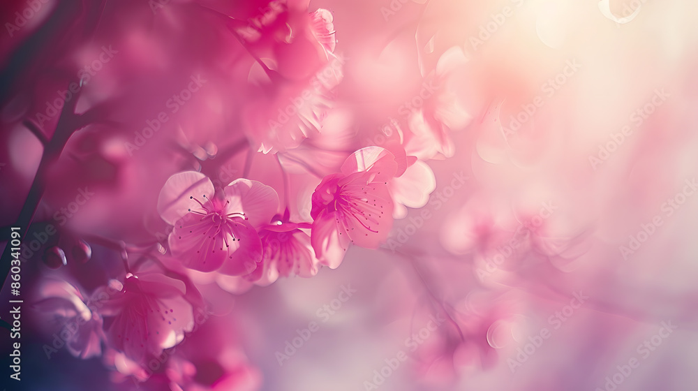 Poster abstract cherry blossom soft focus background : generative ai