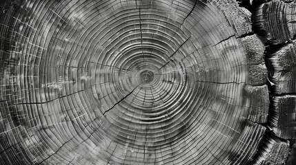 Tree trunk cross section growth rings, created with generative AI technology