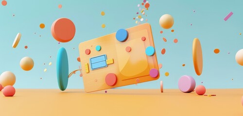 A captivating 3D rendered scene of a bank card in a fun 3D cartoon style, showcasing bright and bold elements with a clean background.