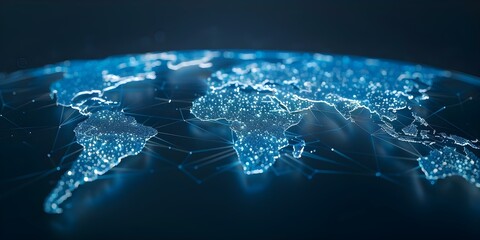 Symbolism of Global Data Flow and Cyber Technology Connectivity in Abstract World Map. Concept Abstract World Map, Global Data Flow, Cyber Technology Connectivity, Symbolism
