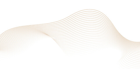Abstract vector wavy lines flowing smooth curve gold gradient color on transparent background in concept of luxury, technology, science, music, modern. 