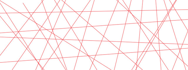 Abstract red geometric random chaotic lines with many squares and triangles shape on white background.	
