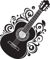 Guitar with floral concept shilloute vector