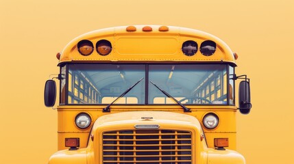 Fototapeta premium Nostalgic yellow school bus against warm backdrop