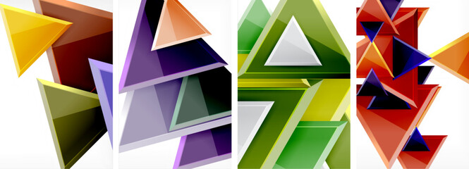 Triangle composition poster background set for wallpaper, business card, cover, poster, banner, brochure, header, website