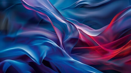 Obraz premium Mesmerizing blue and red waves evoke tranquility and subtle dynamism in this serene image.