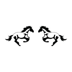 Running Horse Silhouette, Horse Logo, Two horses looking at each other