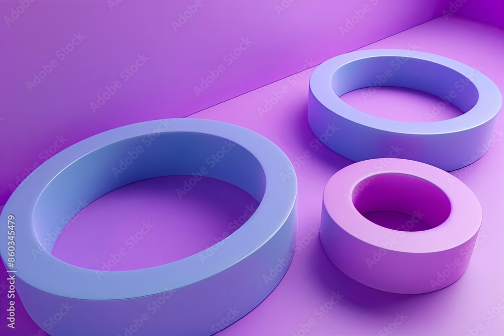 Poster abstract design with purple and blue circular structures
