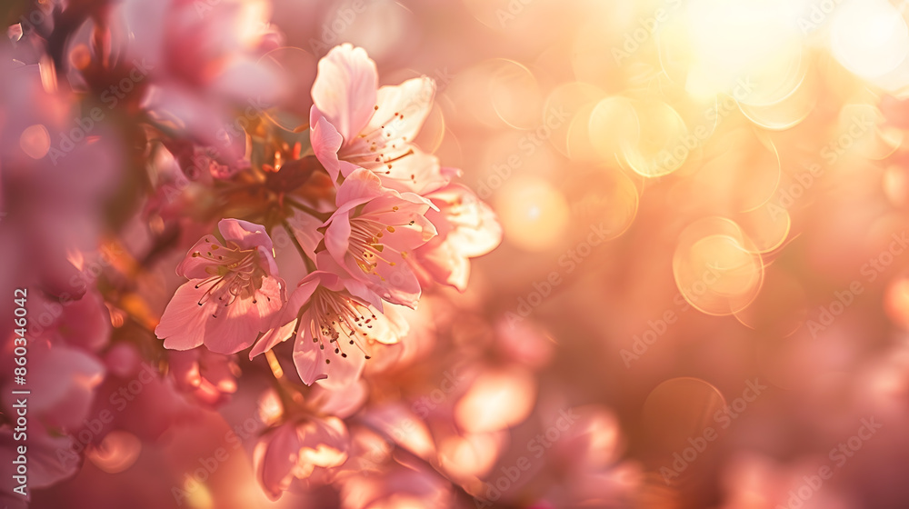 Poster Blossom tree over nature background Spring flowersSpring Background : Generative AI