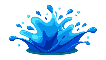 Vibrant cartoon illustration of a big blue water splash captured in a dynamic, playful style, perfect for various creative projects.